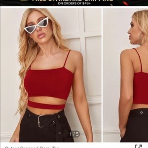Red cutout shein crop top